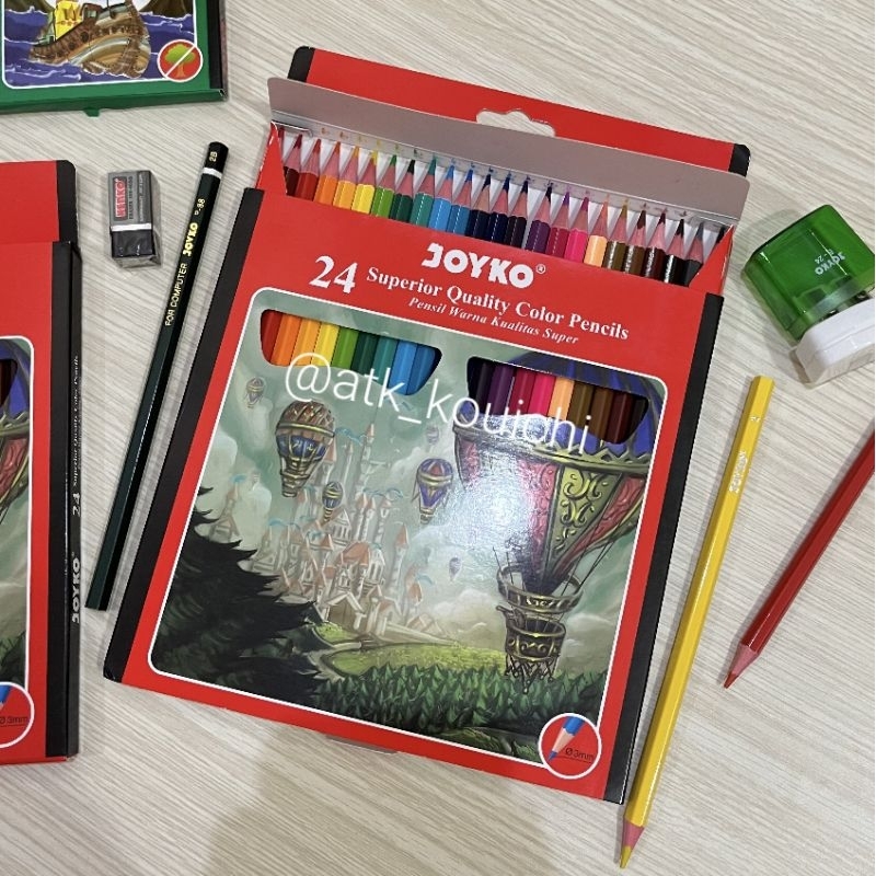 PENSIL WARNA JOYKO CP-101 24 WARNA PANJANG | COLOR PENCILS JOYKO 12 COLORS / CAT KAYU / KELIR KAYU /