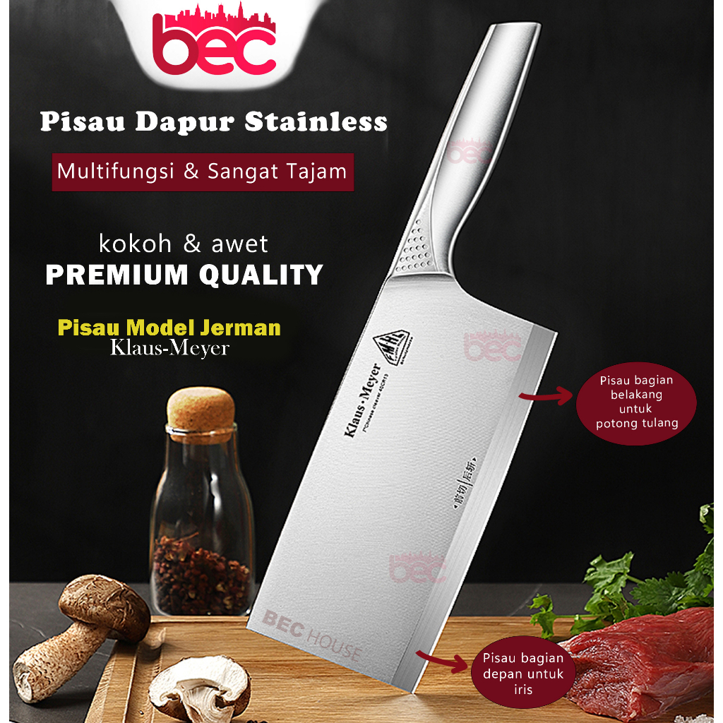 [Klaus-Meyer] Pisau Dapur Jerman Stainless Steel Multifungsi Super Tajam Chef Knife High Quality