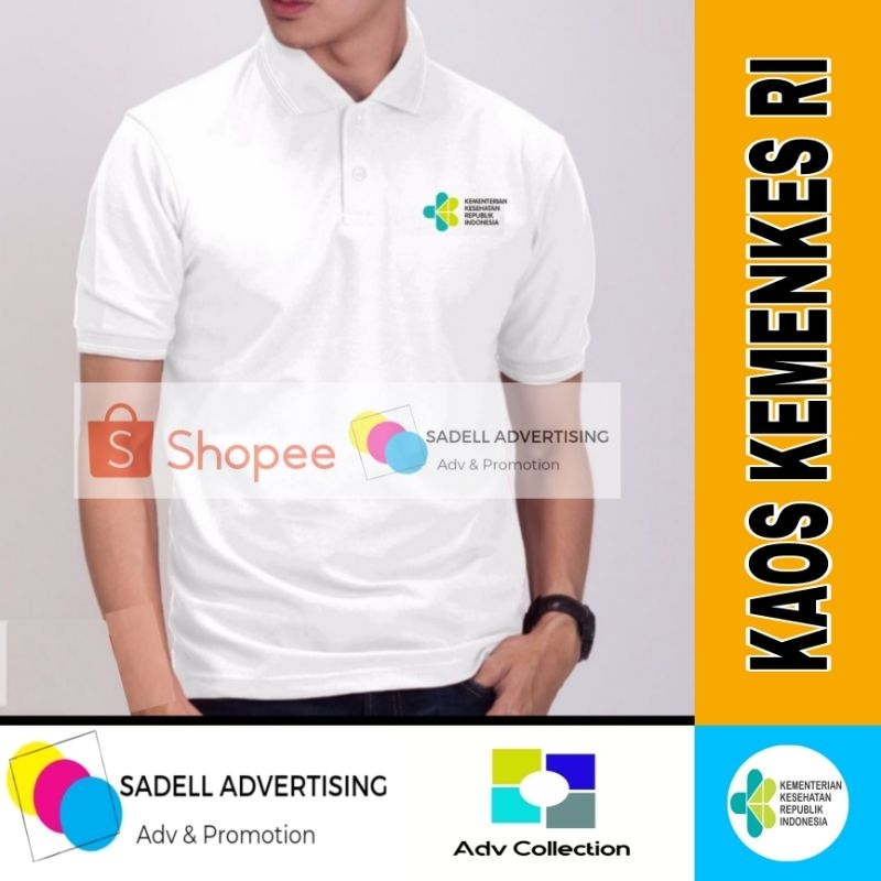 Kaos Polo Kemenkes RI Baju Kemenkes RI Putih Lengan Pendek Pria Bordir