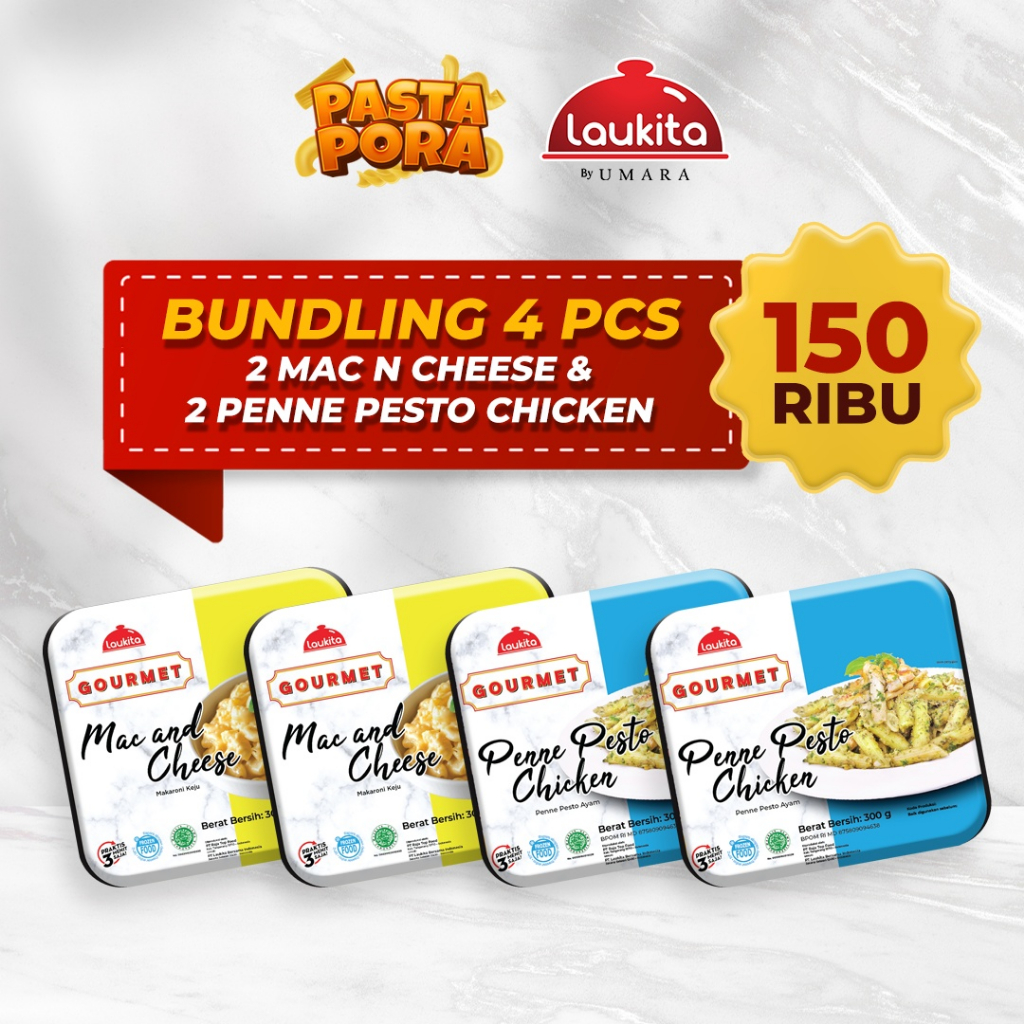 

Paket Laukita Gourmet Mac and Cheese 2 - Penne Pesto Chicken 2 - isi 4