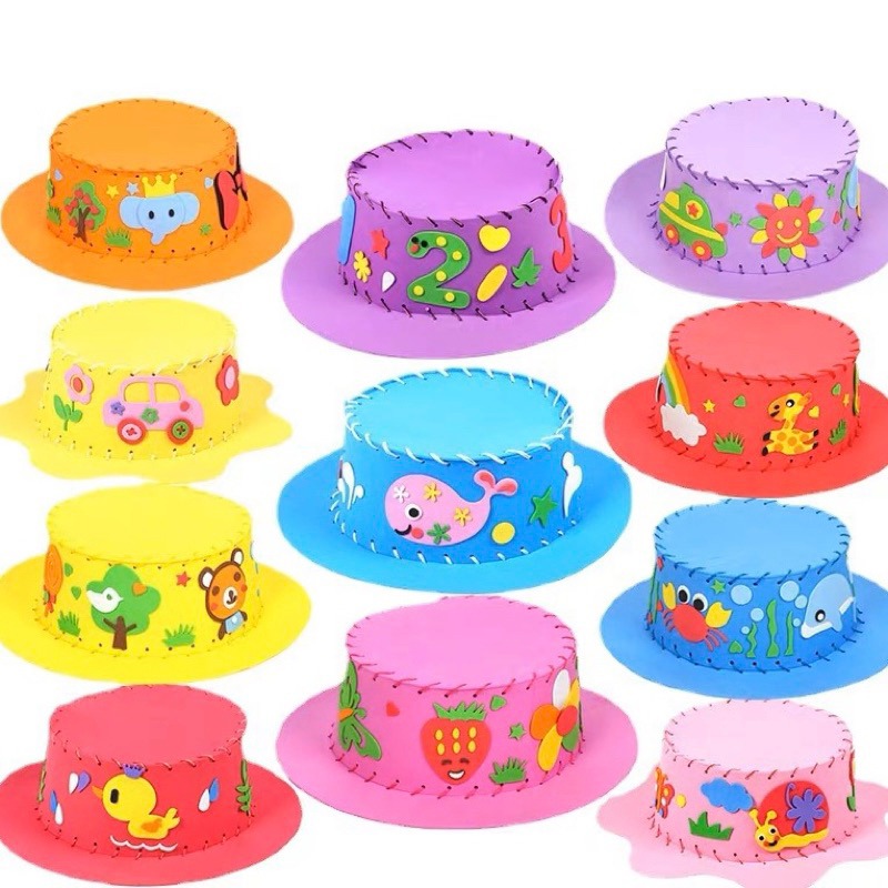 DIY Topi Eva Anak - EVA HAT - Mainan Edukasi Handmade DIY Membuat Topi Anak - Menjahit Topi - Mainan DIY Topi Eva - Mainan Prakarya Anak - Kerajinan tangan menempel