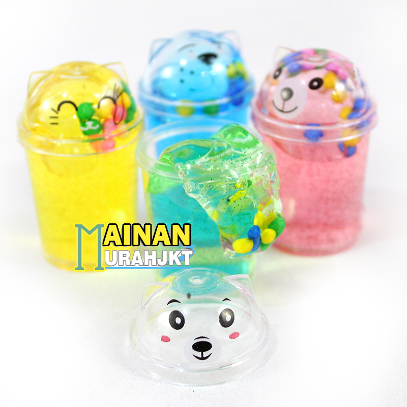 MAINAN ANAK SLIME BOBA ICE CREAM JELLY CUP MINI BOBA SLIME