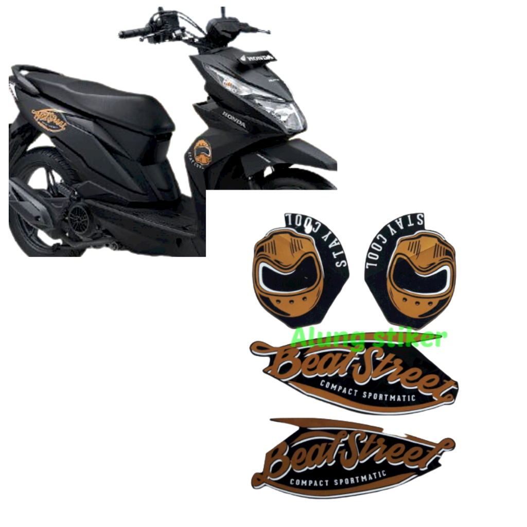 STIKER STRIPING LIS BODY MOTOR BEAT STREET 2018 HITAM DOFF