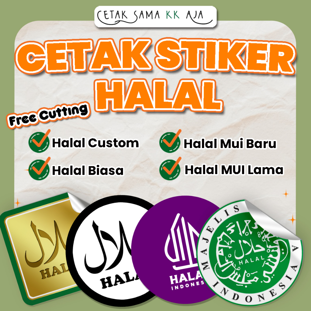 

[FREE CUTTING] CETAK STIKER HALAL BIASA HALAL MUI LAMA HALAL MUI BARU HALAL CUSTOM STICKER
