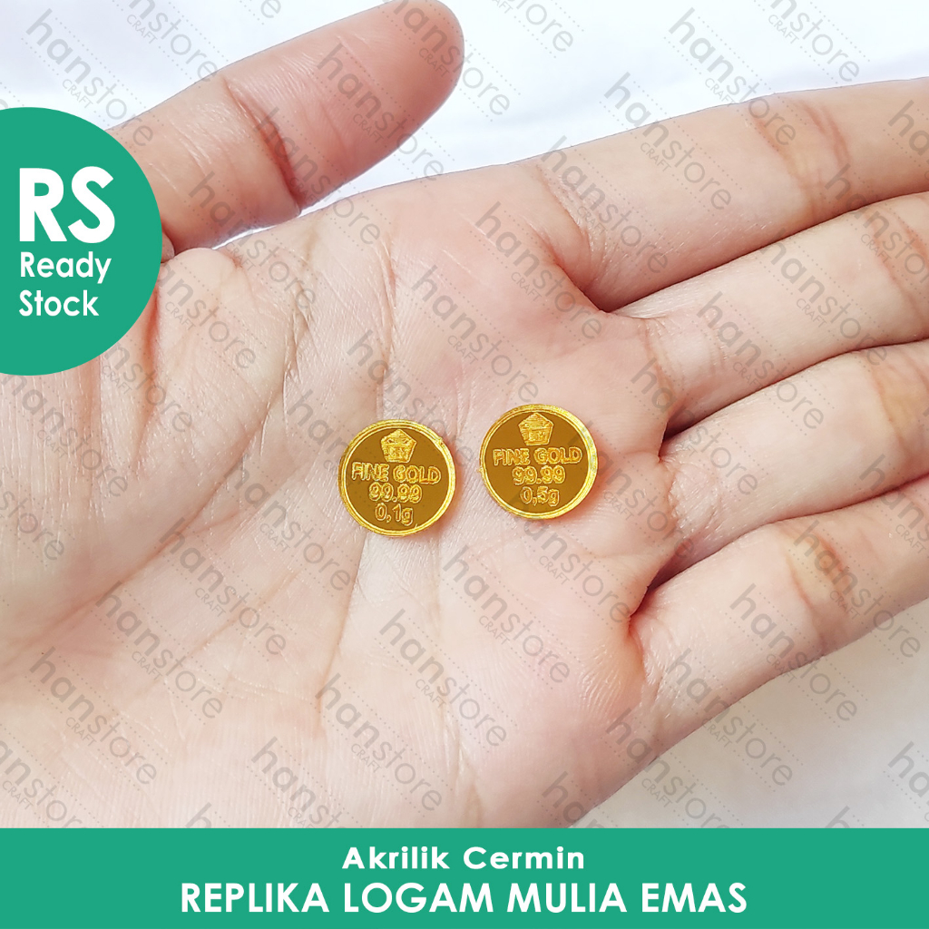 RS Replika logam Mulia Emas Antam MODEL BULAT  0,1gr - 0,5 gr untuk mahar / Dekorasi / Mahar