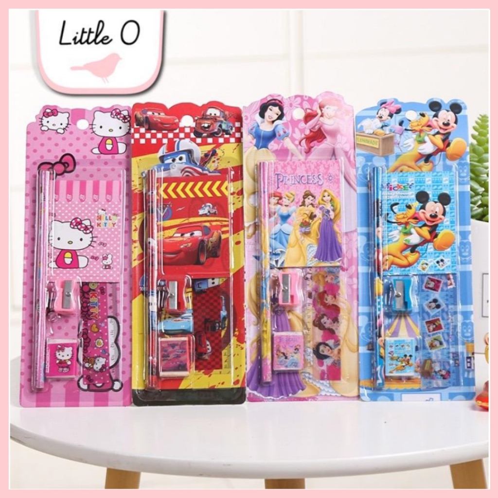 

5in1 Set Alat Tulis 5in1 Penggaris Motif Karakter Stationery Set Karakter Kado Hadiah Ultah Anak Mini Stationery