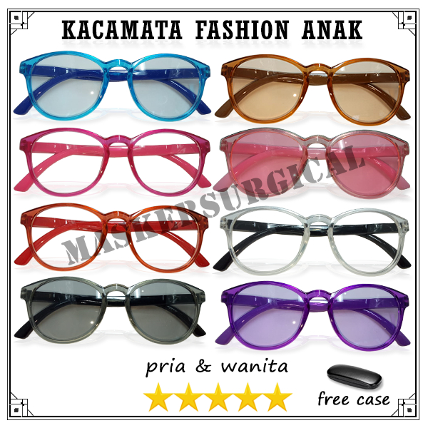 SUNGLASSES KIDS - Kacamata Gaya Korea Style Vintage Retro Bentuk Oval Lensa Warna Bening Normal Coco