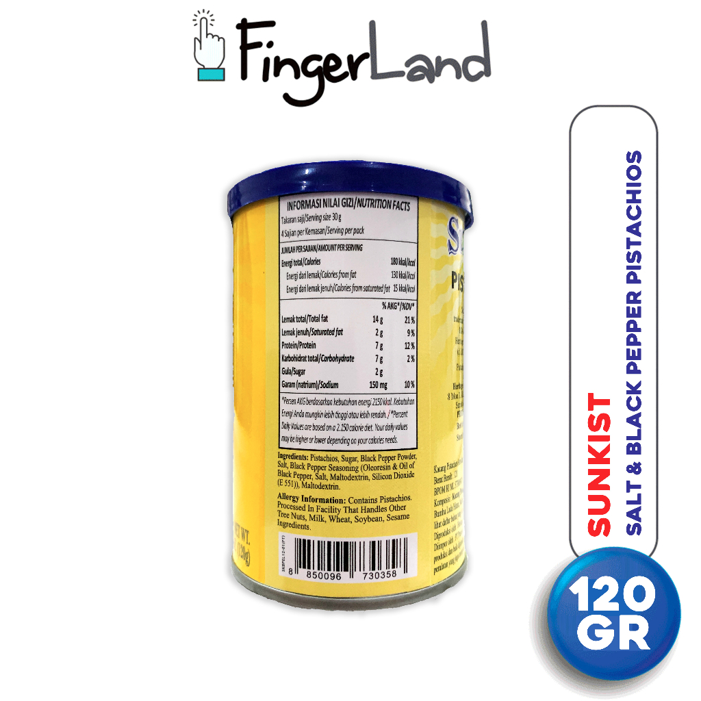 

SUNKIST Salt & Pepper Pistachios 120 gram Snack Kacang Pistachios