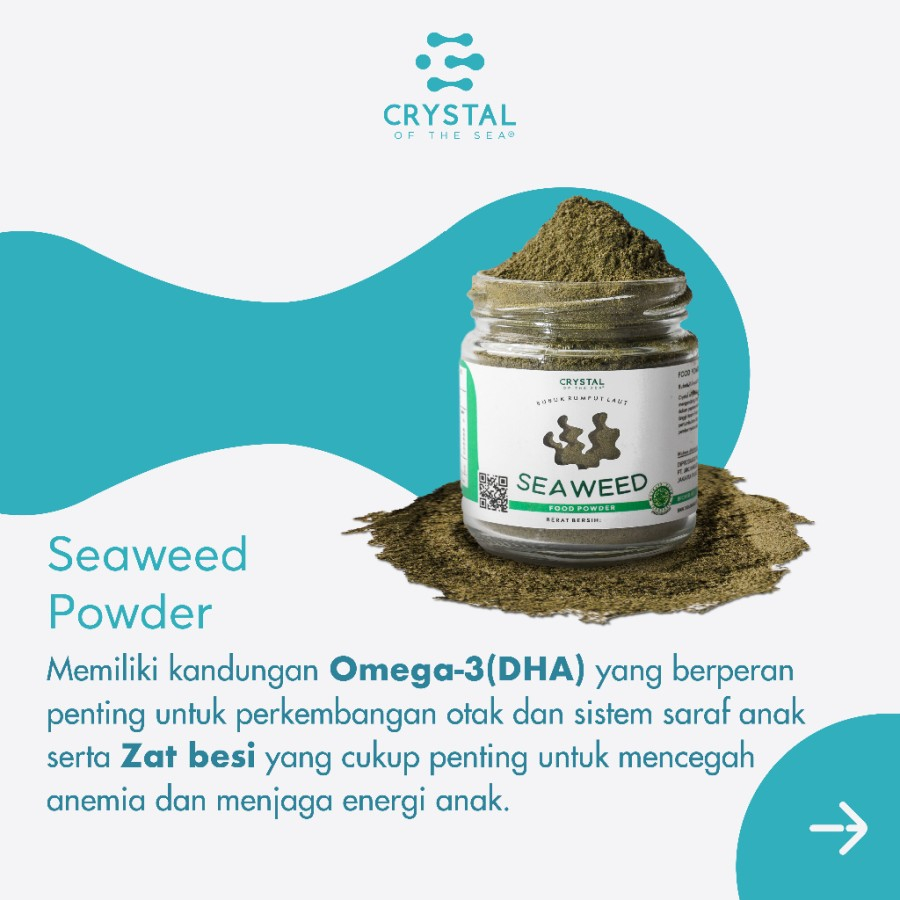 

Crystal of the Sea - (10GR) Seaweed Powder Bubuk Rumput Laut '' bebe Love