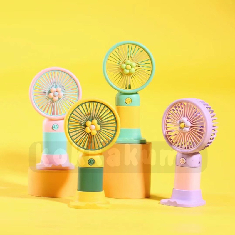 ( KKM ) Kipas Portable USB Fan Mini Karakter Bunga / Buah Lucu