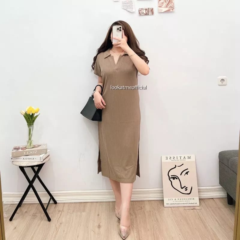 Dress Jumpsui Kniting Wanita Dewasa Gaun Kaftan Maxy Bodycon Basic Oversized Korean Slim Grosir Terb