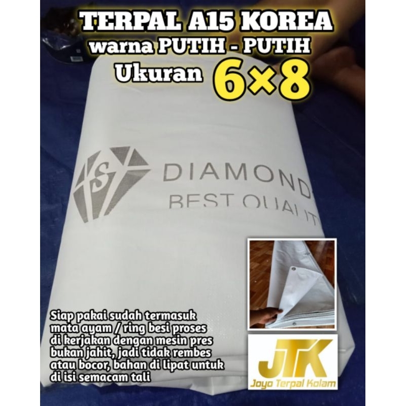 Terpal plastik putih A15 korea,terpal terop & tenda warna putih tebal kuat ukuran 6×8