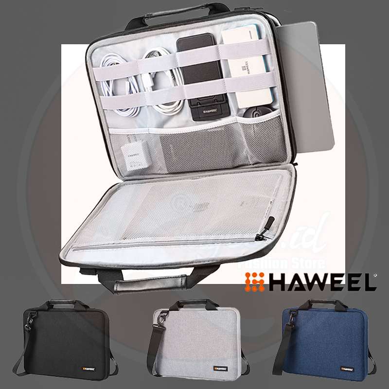 Tas Laptop 14/15/16 Inci Jinjing dan Selempang Universal Banyak Ruang dan Sekat Haweel