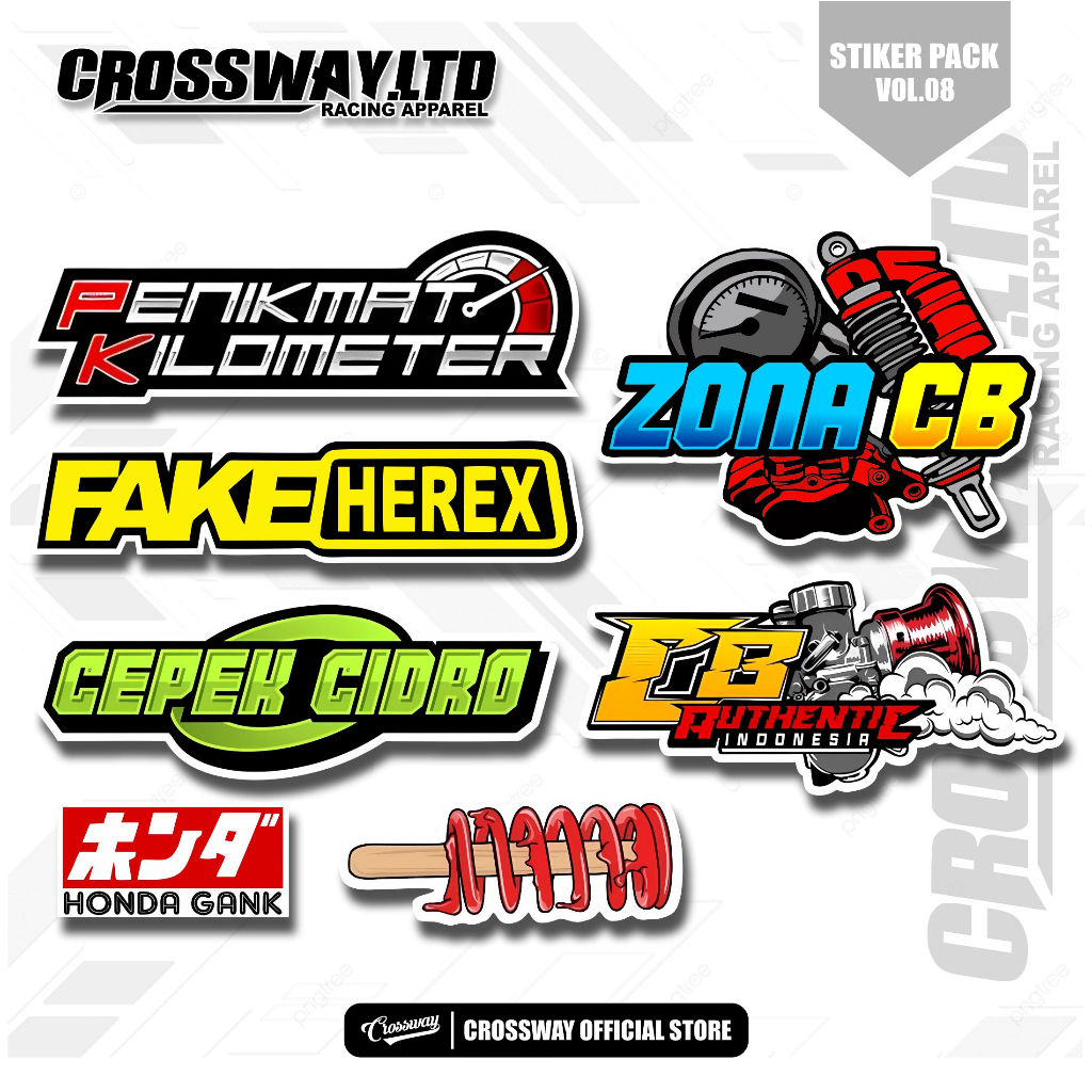 STIKER PACK FAKE HEREX PRINT CUT, STICKER MOTOR CB ISI 7 PCS