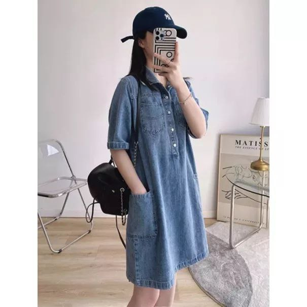 REAL VIDEO RVS2614 Mini Dress Jeans Nining / JF / Casual Mini Dress Denim Korea Style / Pakaian Wani