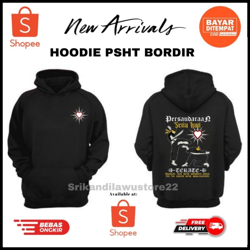 Jaket Bordir PSHT | Hoodie Fleece Katun | Jaket Blusuk PSHT Bordir | Jaket Simpel | Sweater Pria