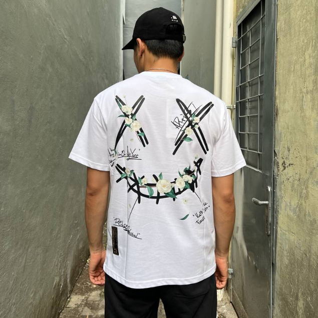 Ricky is Clown RIC White Flower Clown Face White Tee ORIGINAL