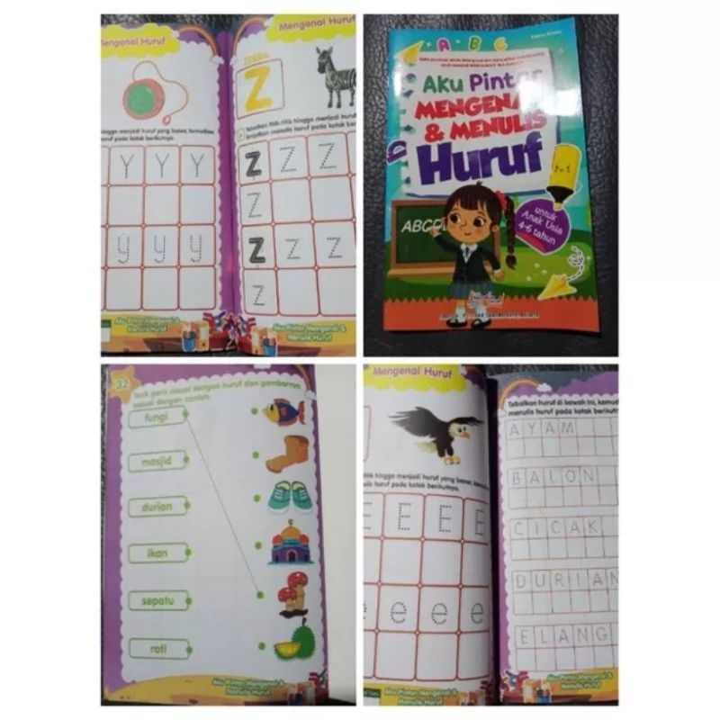 Buku Anak Aku Pintar Mengenal &amp;Menulis Huruf Untuk Anak Usia 4-6 Thn