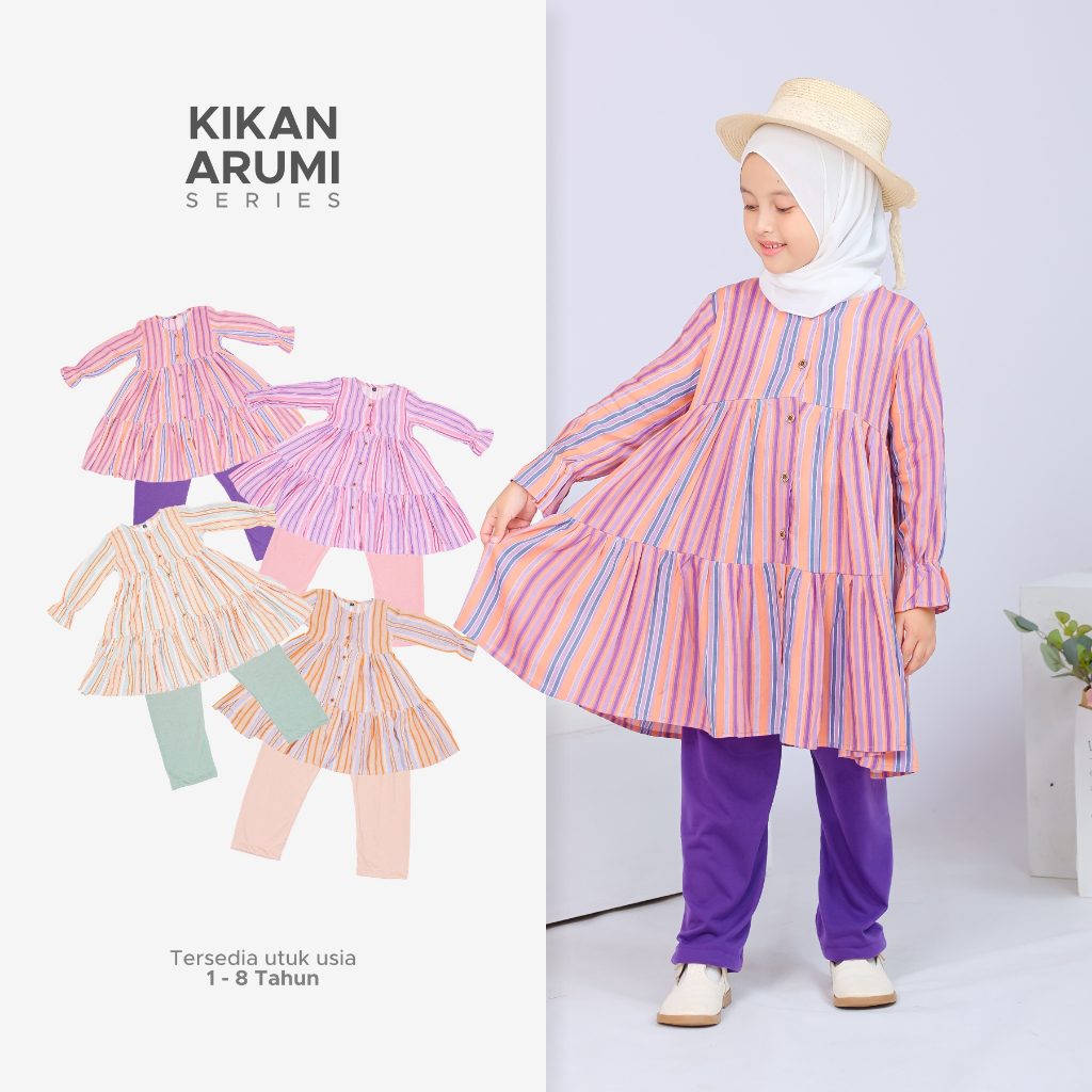 Set Tunik Kikan Arumi Bahan Katun Rayon Usia 1 - 4 Tahun Cutekids