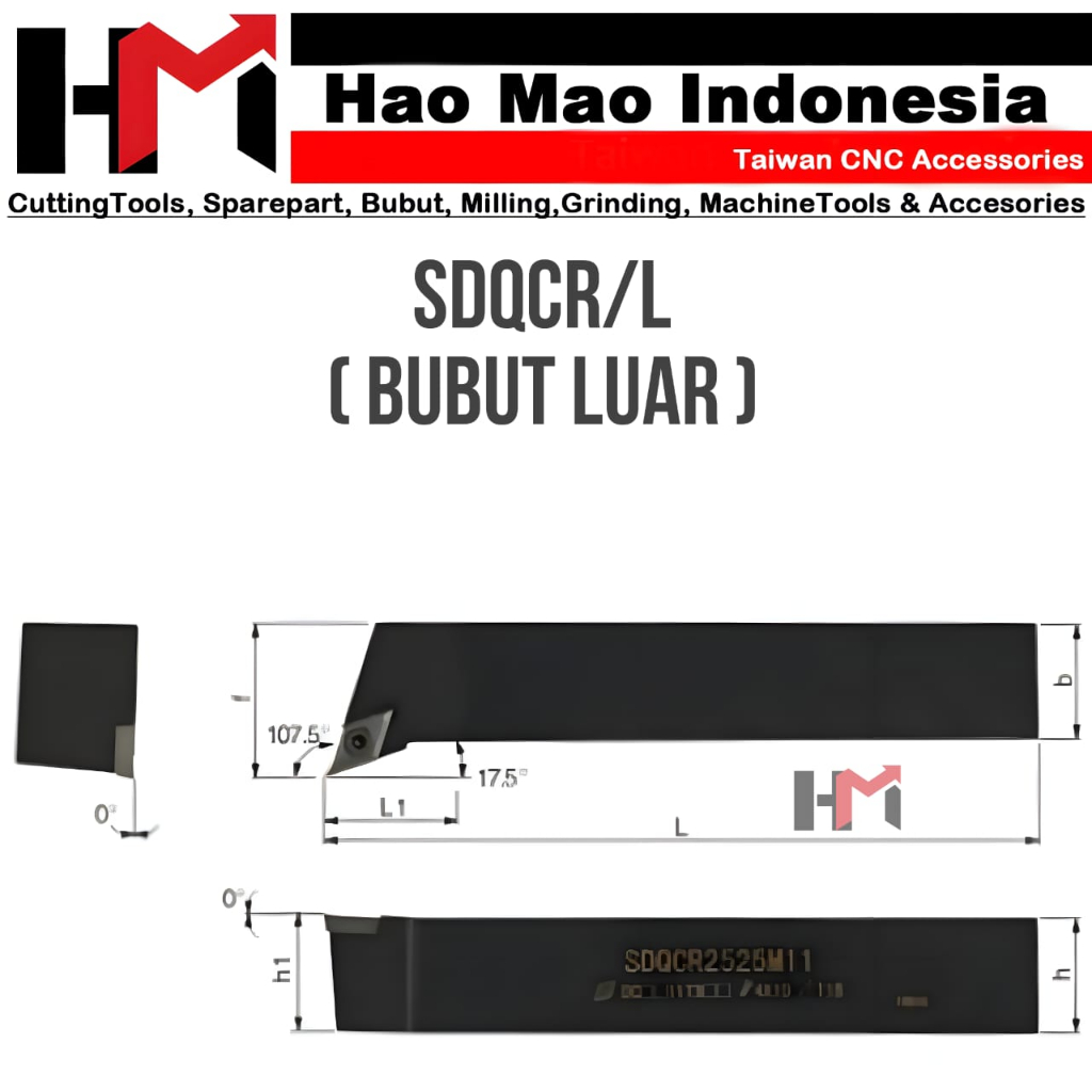 SDQCR 1212H07 1212H11 2020K11 2525M11 - SDQCR 1212H11 HOLDER BUBUT LUAR