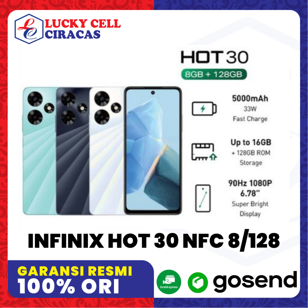 Handphone INFINIX HOT 30 NFC 8/128 Garansi Resmi