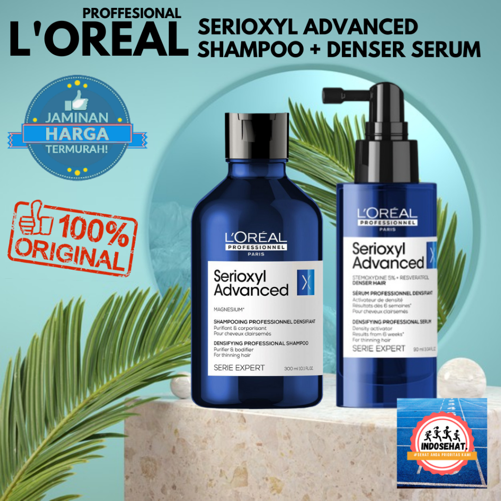 LOREAL Serioxyl Advanced Shampoo & Denser Density Activator Hair Serum Set - Penumbuh Perawatan Ramb