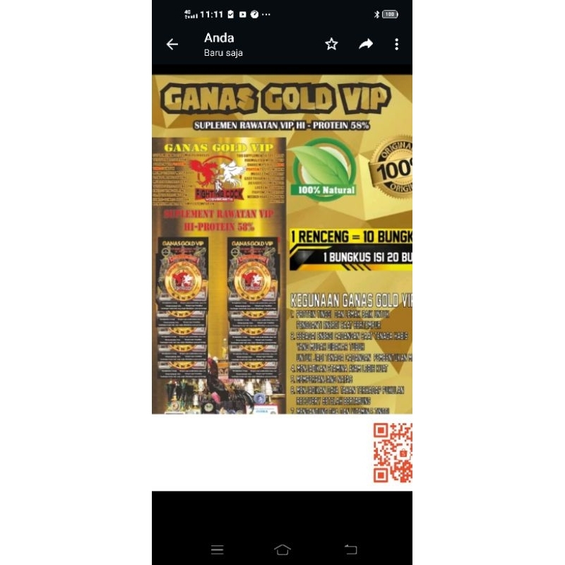 jamu ayam kamlang ganas gold VIP 20 butir