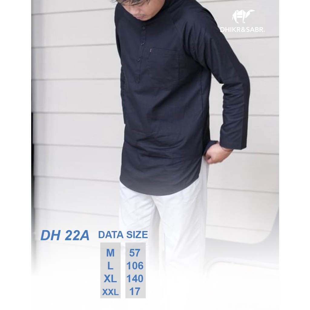 ES - (COD) SALE Baju Koko Panjang Hitam Polos by DHIKR HADIAN DH 22A ( Hitam )