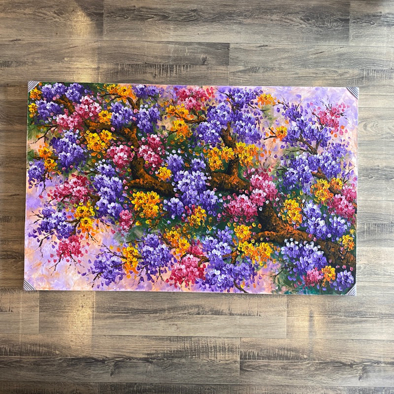 Lukisan Bunga Sakura, Ukuran 135 x 85 cm, 100% asli buatan tangan