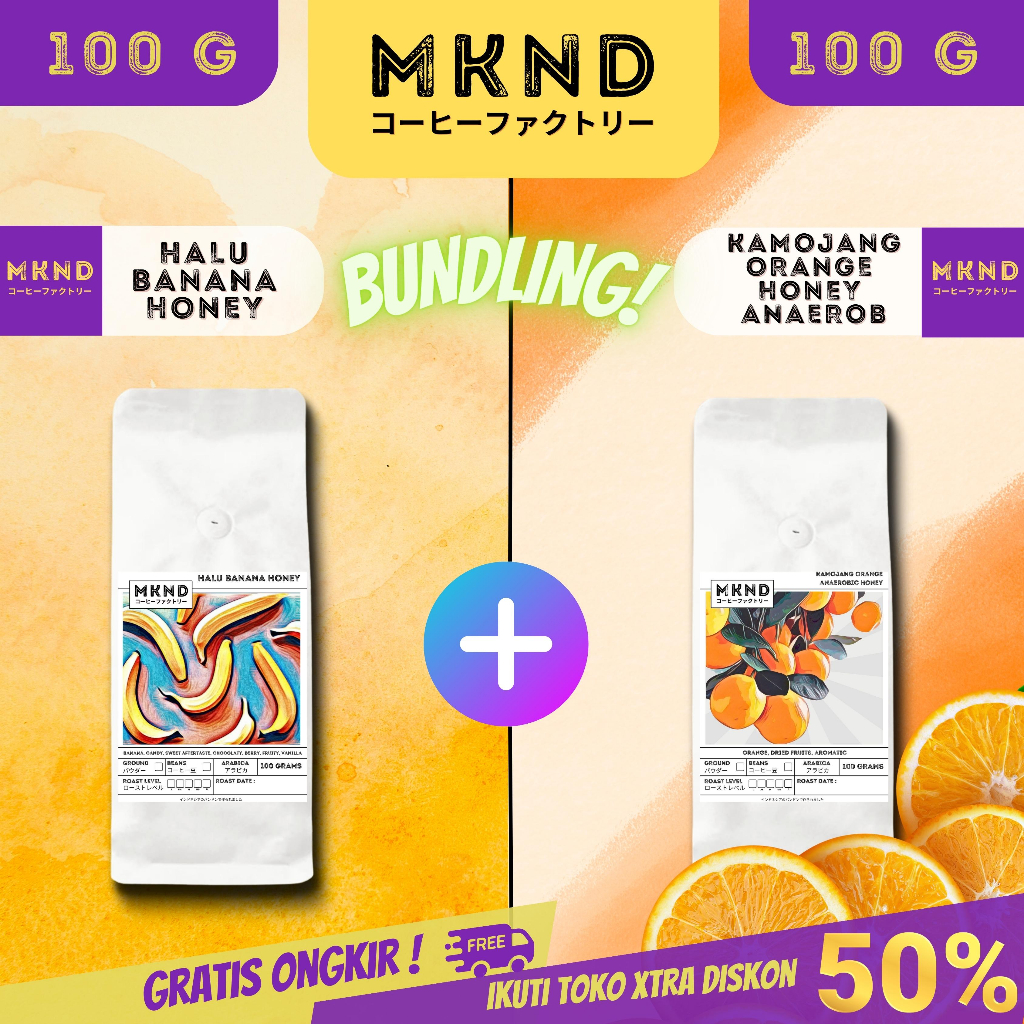 

MKND® BUNDLING HEMAT 2X100 HALU BANANA HONEY + KAMOJANG HONEY ANAEROB | PROMO