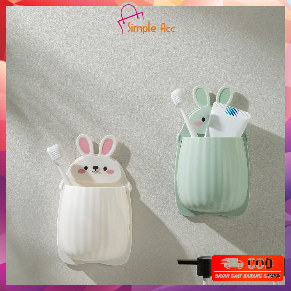 DO-C872 Rak Gantungan Tempel Dinding Motif Kelinci / Tempat Penyimpanan Gantung Alat Cukur Sikat Gigi Alat Make Up Kamar Mandi Tempel Dinding Multifungsi