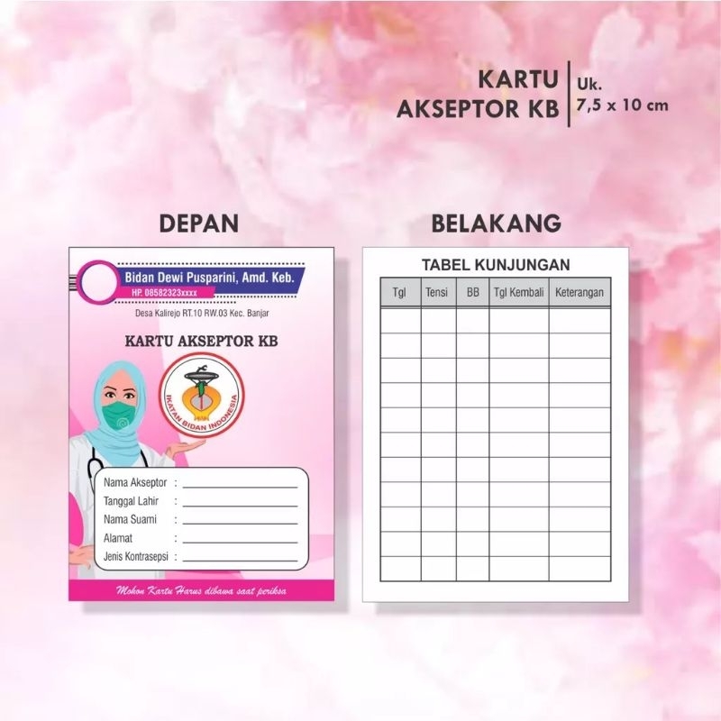 

Kartu Akseptor KB/Kartu KB/Buku Peserta KB Print Bolak Balik