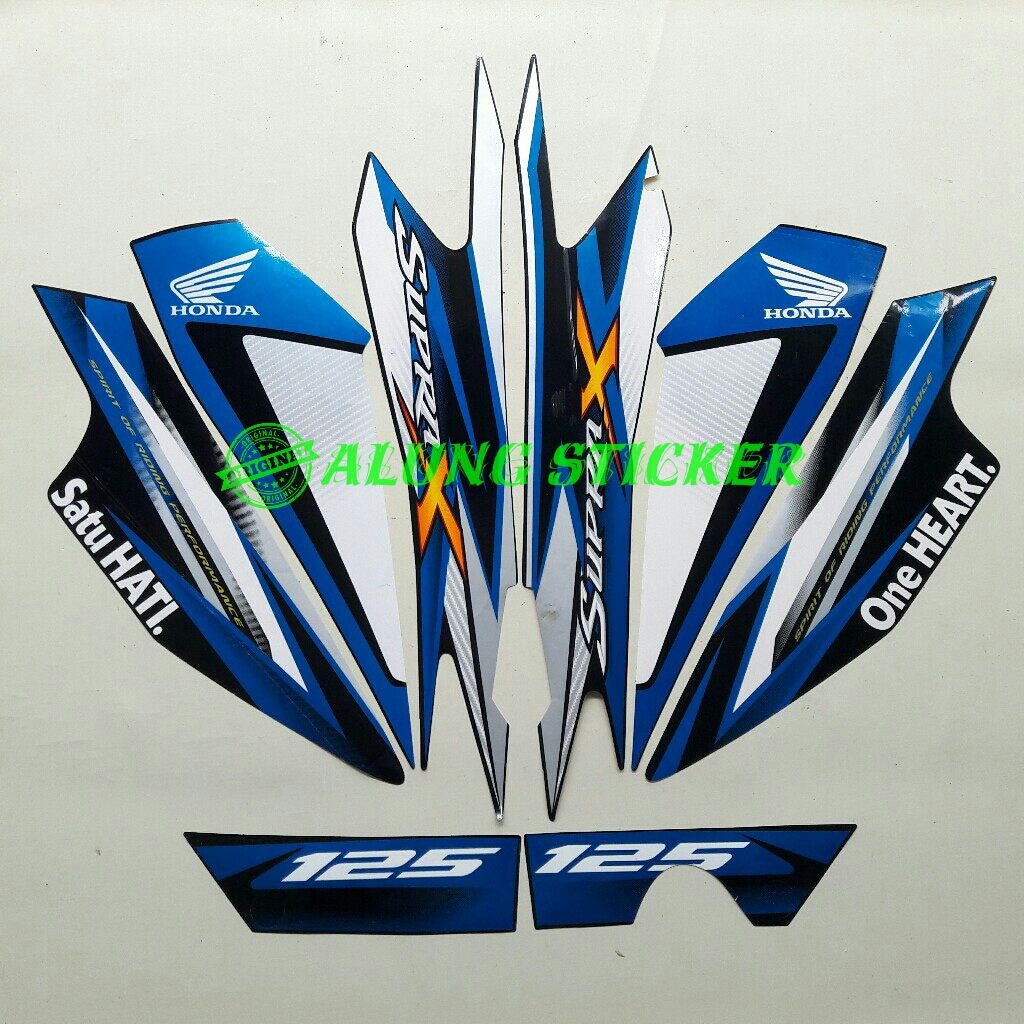 STIKER STRIPING LIS BODY MOTOR SUPRA X 125 2013 STD BIRU FULL SET