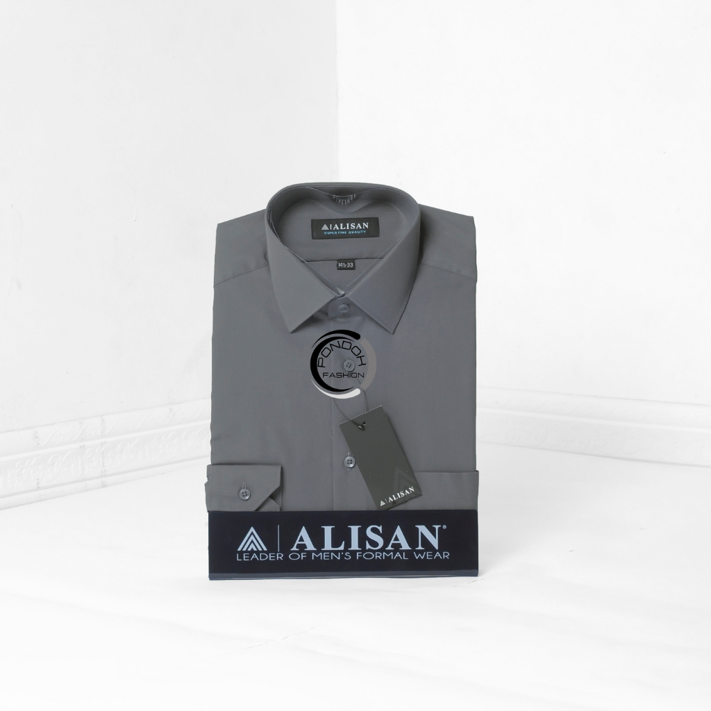 Kemeja Alisan Lengan Pendek | Polos | Abu-Abu | Reguler Original  Kemeja Alisan 100% Original