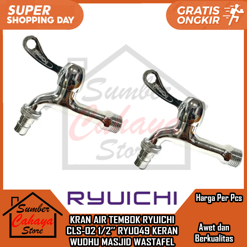 KRAN AIR DINDING RYUICHI CLS-02 1/2’’ RYU049 KERAN WUDHU MASJID WASTAFEL WC KAMAR MANDI TAMAN KRAN A