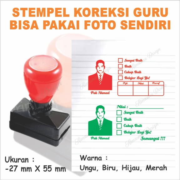 

Stempel Koreksi Guru - Stempel Foto Sendiri - Ukuran 27 mm X 55 mm - Tinta anti luntur