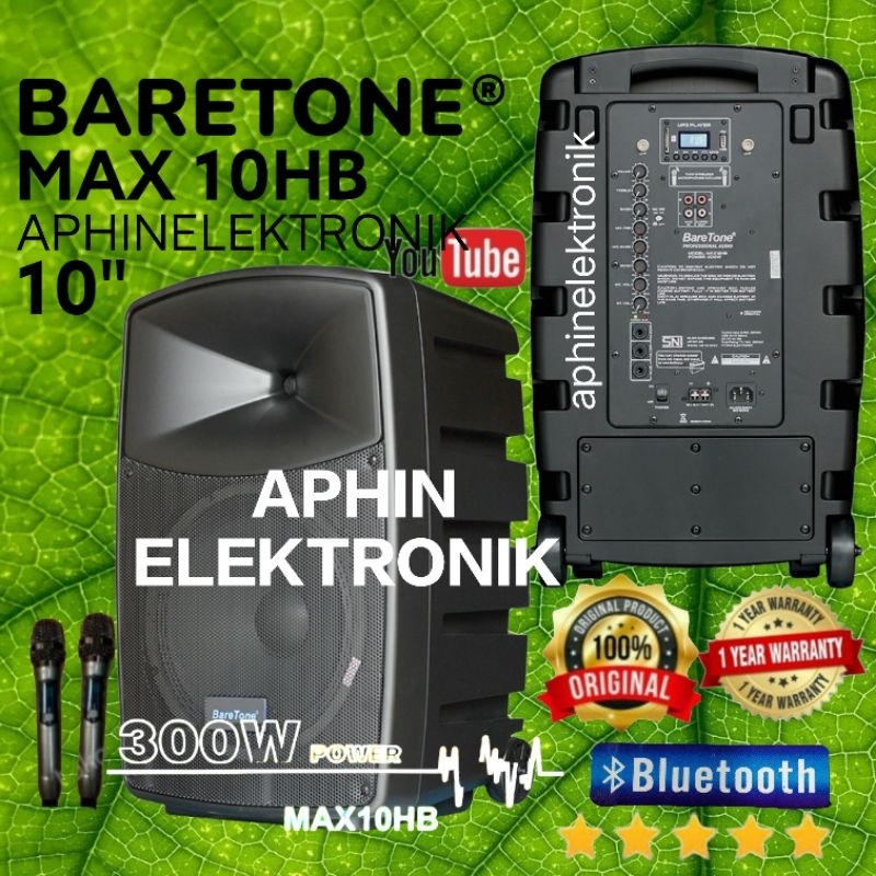 SPEAKER BARETONE 10 INCH MAX10HB SPEAKER PORTABLE SPEAKER BLUETOOTH speaker KARAOKE ORIGINAL