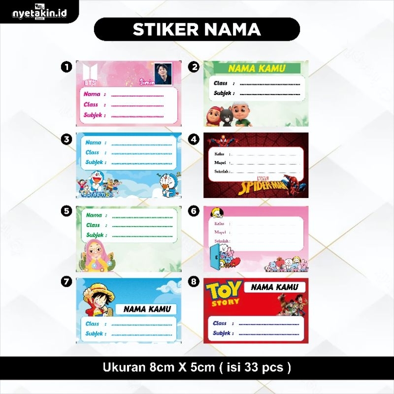 

Stiker nama / Siker buku / Label nama / stiker nama custom / stiker nama pelajaran