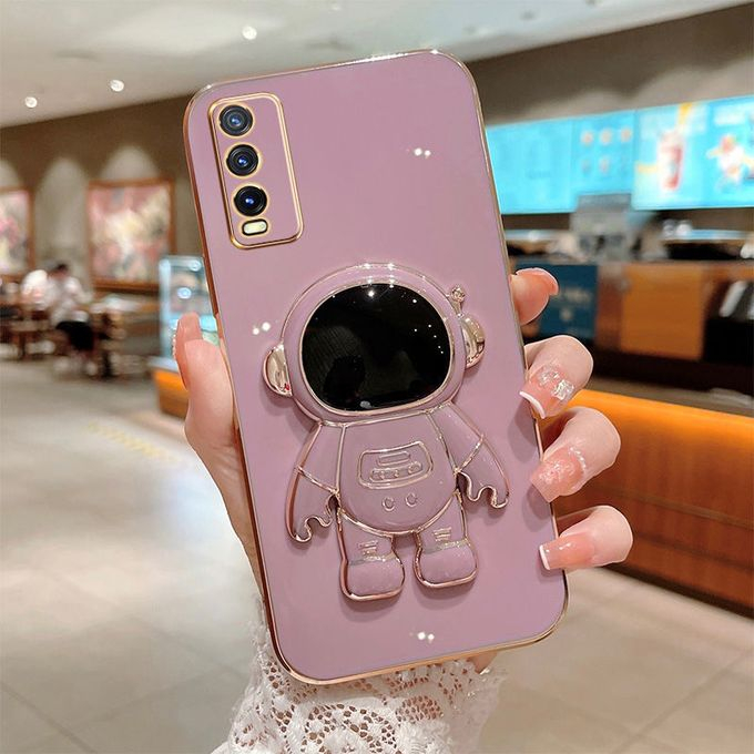 Soft Case Vivo Y18 Y28 Y03 Y12s Y20 Y20s Y20i Y20A Casing Silikon Dudukan Lipat Astronot Plating