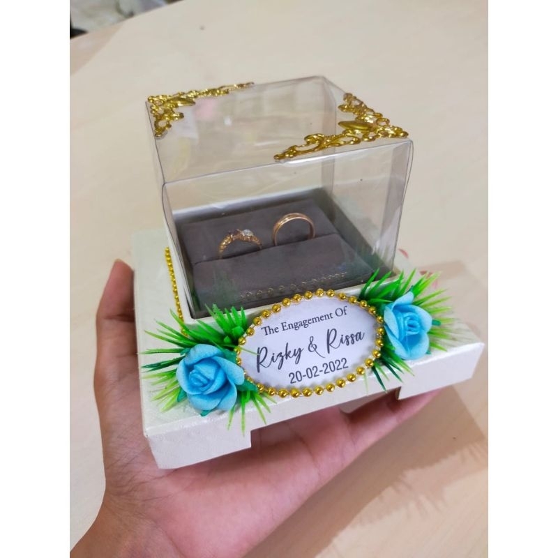 Kotak Cincin/Ring box/kotak perhiasan pernikahan /lamaran custom nama