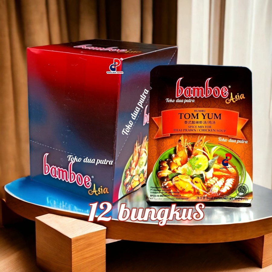 

Bamboe Bumbu tom yam 1 box isi 12 bungkus/ bumbu bamboe tom yam / bumbu instant