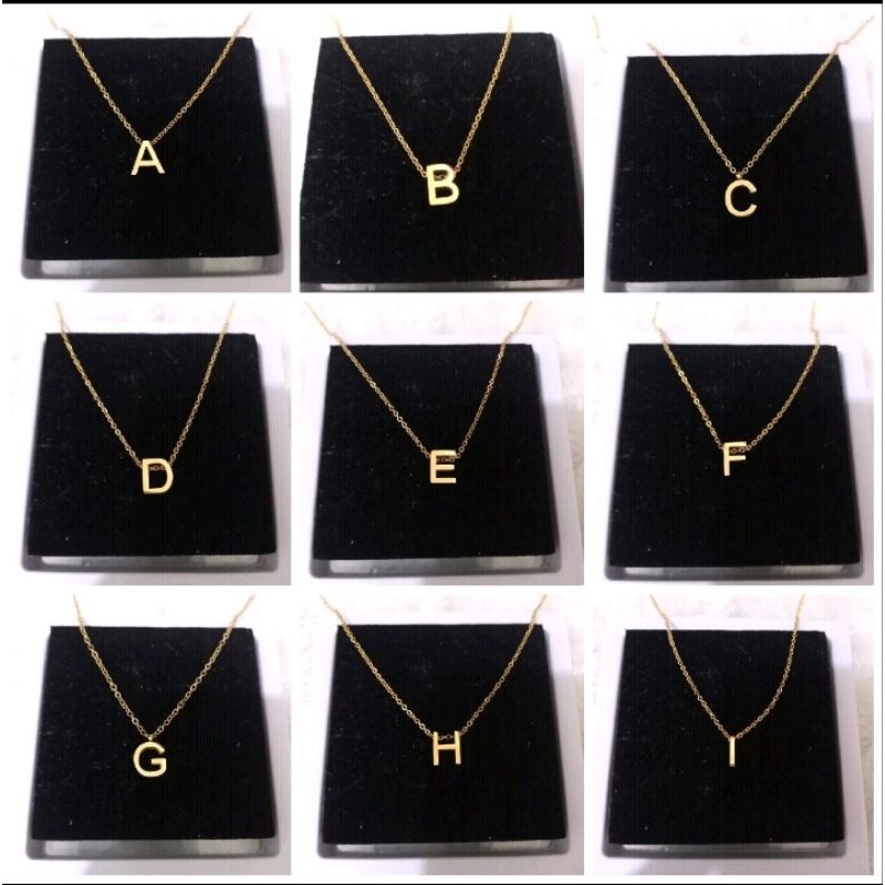 kalung huruf wanita titanium anti karat kalung simpel huruf kecil