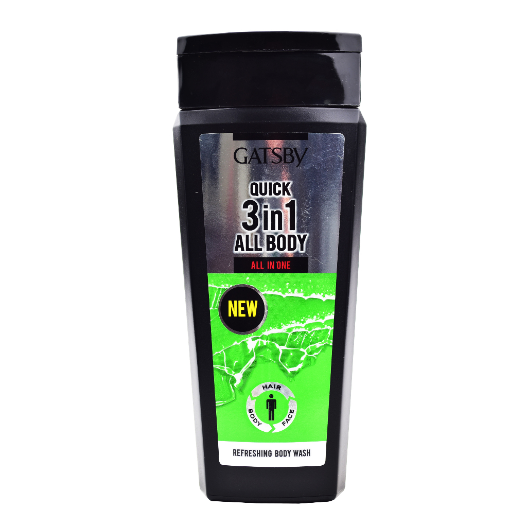 Sabun Mandi GATSBY body wash + shampoo QUICK all body 3 in 1 botol 250 ml