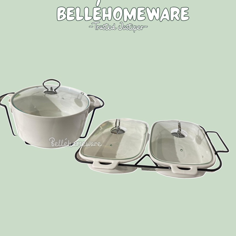 CASSEROLE WARMER INFORMA PENGHANGAT MAKANAN KERAMIK PUTIH TEMPAT SAJI PRASMANAN INFORMA