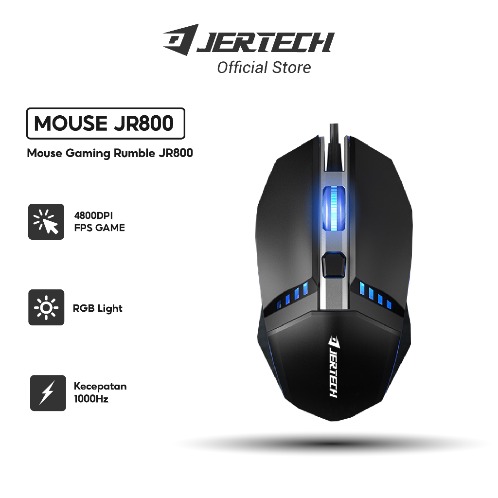 JERTECH Mouse Gaming Rumble JR800 6 Buttons Colorful RGB