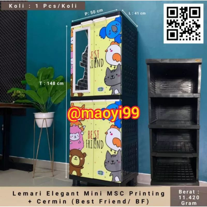 LEMARI PLASTIK KARAKTER ANAK + KACA APOLLYSTAR BF