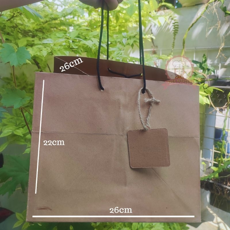 

Brown Paper Bag + Paper Tag 26x26x22 Kantong Kertas Gift Box