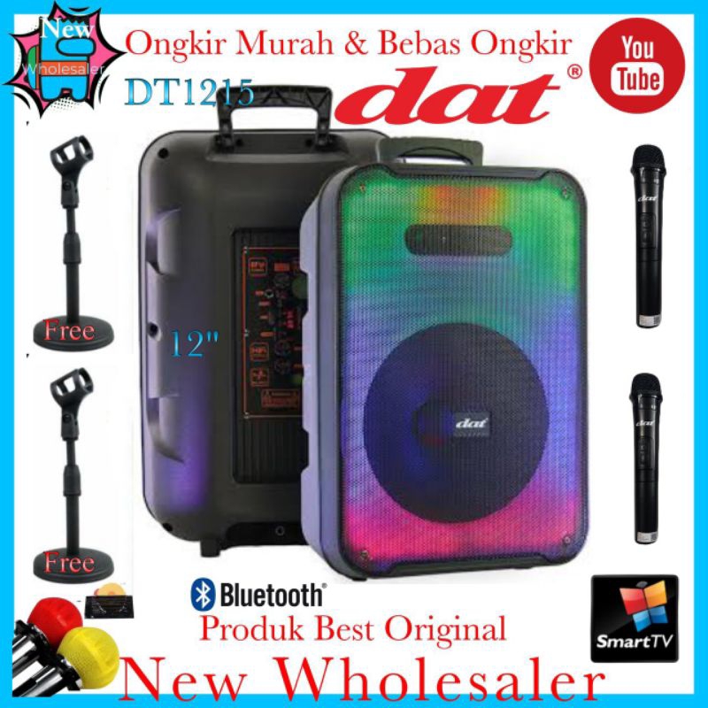Speaker Aktif 12 inch Karaoke wirelesa portable Dat DT1215 new original