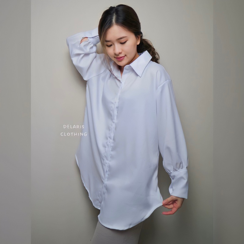 3sisters - Celinne Oversize Top Kemeja Tunik Blouse Polos Shakila Premium
