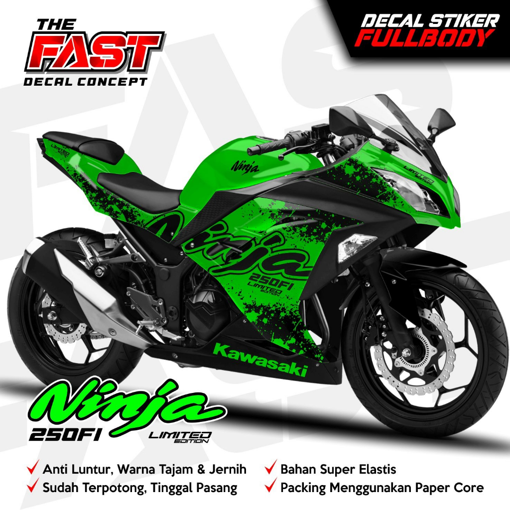 TERBARU Decal Ninja Fi 250 Fullbody Racing Stiker Sticker Full Body Racing Kawasaki Ninja FI 250 CC 